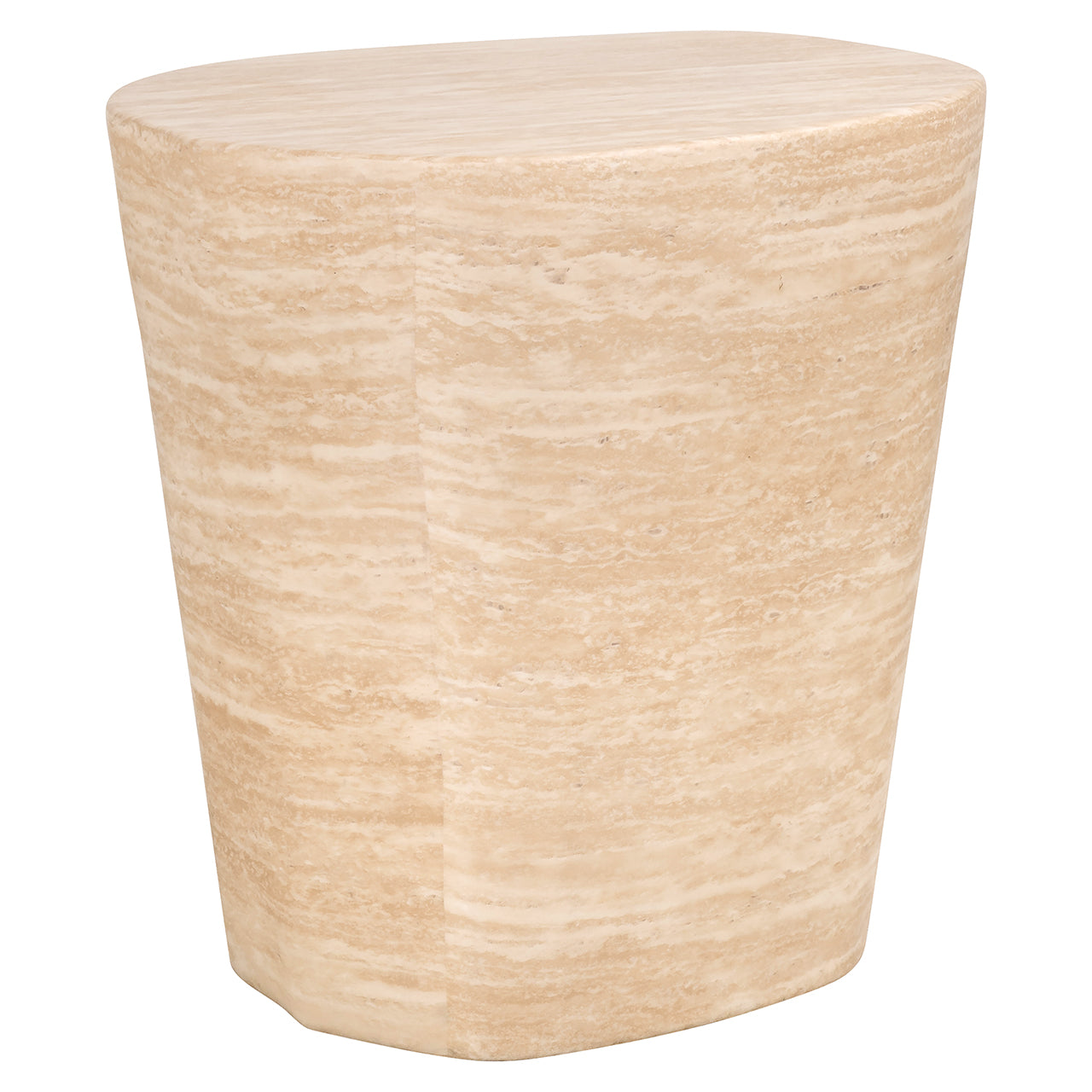 Richmond Interiors Fictus Beige Travertine Abstract Rounded Side Table