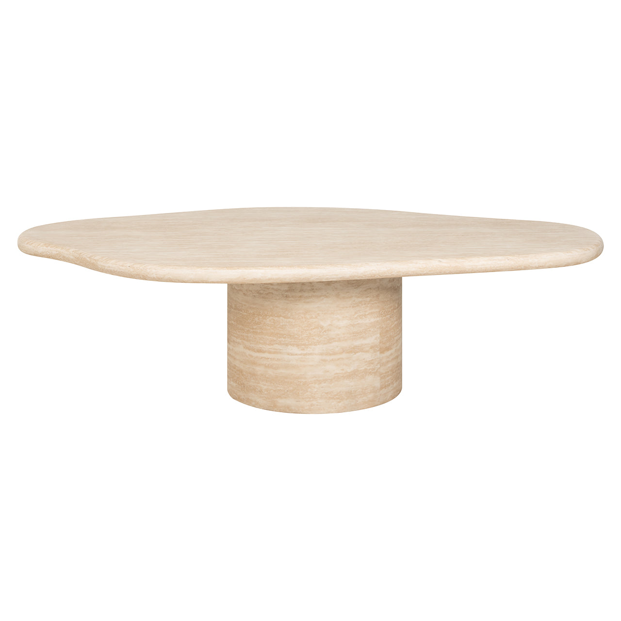 Richmond Interiors Fictus Beige Travertine Abstract Oval Coffee Table