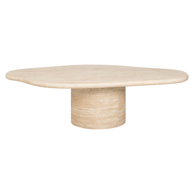 Richmond Interiors Fictus Beige Travertine Abstract Oval Coffee Table