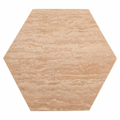 Richmond Interiors Vespin Hexagon Travertine Column Side Table