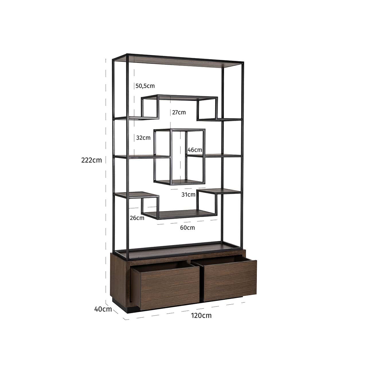 Richmond Interiors Bonvoy Walnut Brown Oak Wood Display Unit