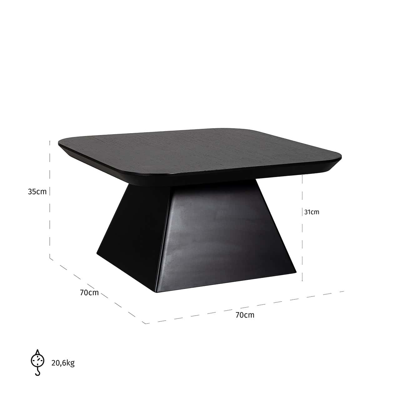 Richmond Interiors Bonvoy Black Oak Wood Square Coffee Table