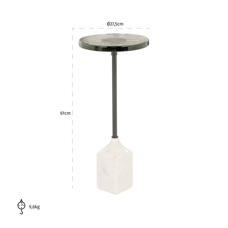Richmond Interiors Aurora White Marble Side Table with Glass Top