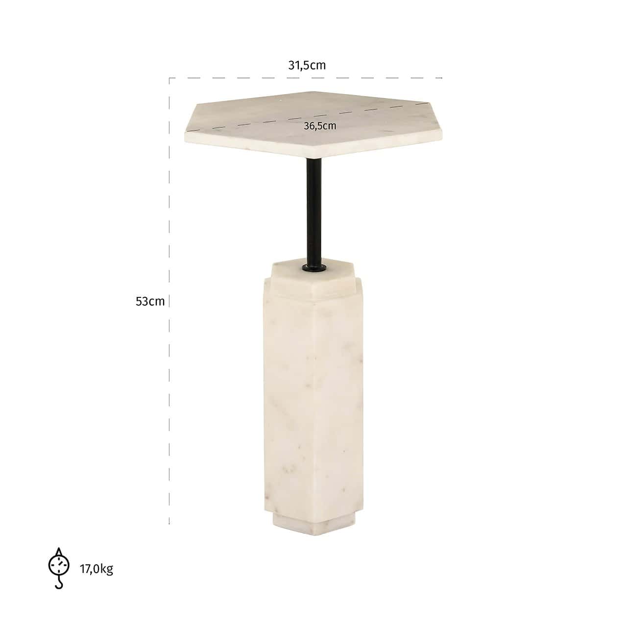Richmond Interiors Lilitha Cream Marble Hexagon Side Table