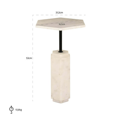 Richmond Interiors Lilitha Cream Marble Hexagon Side Table