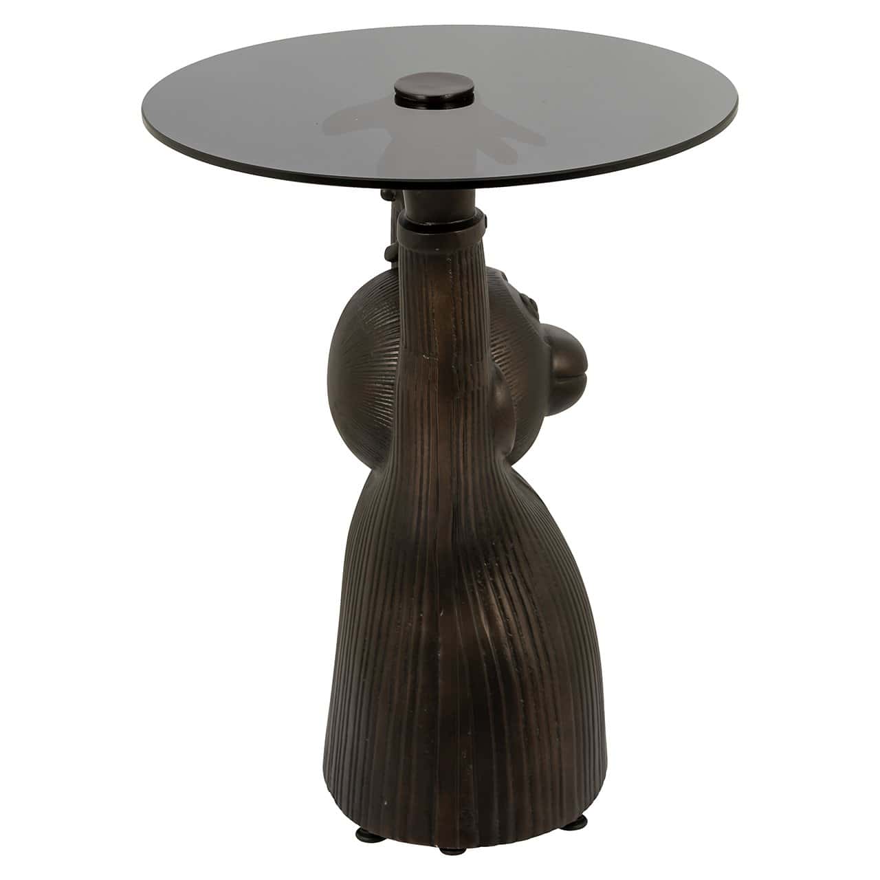 Richmond Interiors Ape Bronze & Smoked Glass Round Side Table
