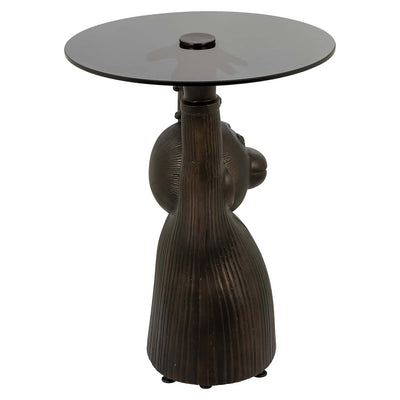 Richmond Interiors Ape Bronze & Smoked Glass Round Side Table