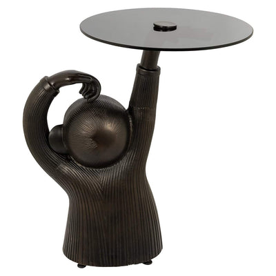 Richmond Interiors Ape Bronze & Smoked Glass Round Side Table
