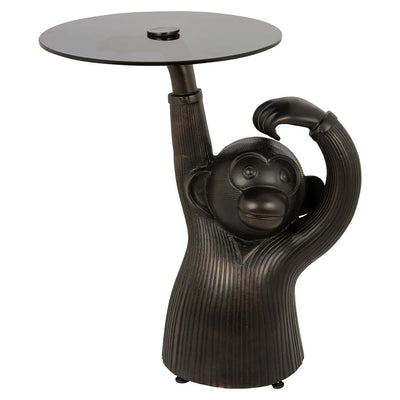 Richmond Interiors Ape Bronze & Smoked Glass Round Side Table
