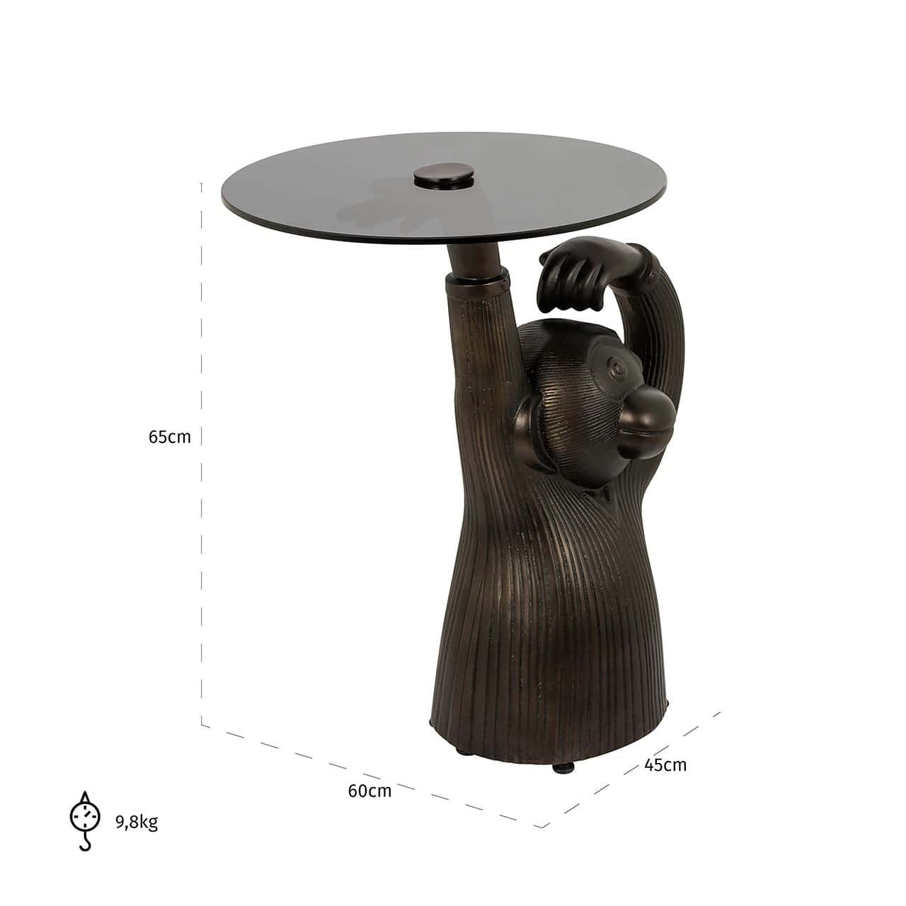 Richmond Interiors Ape Bronze & Smoked Glass Round Side Table