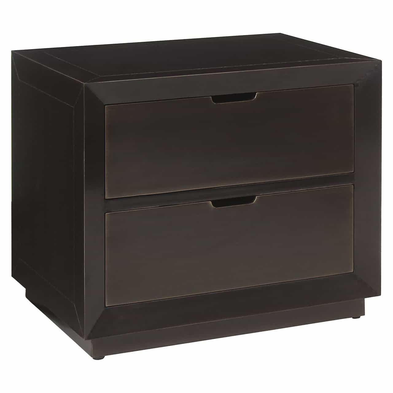 Richmond Interiors Blax Black Oak Wood Isometric Cube Pattern Square Bedside Table | 2 Drawers