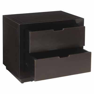 Richmond Interiors Dante Bronze Bedside Table | 2 Drawers