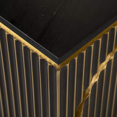 Richmond Interiors Les Arcs Brushed Gold & Black Marble Bedside Table