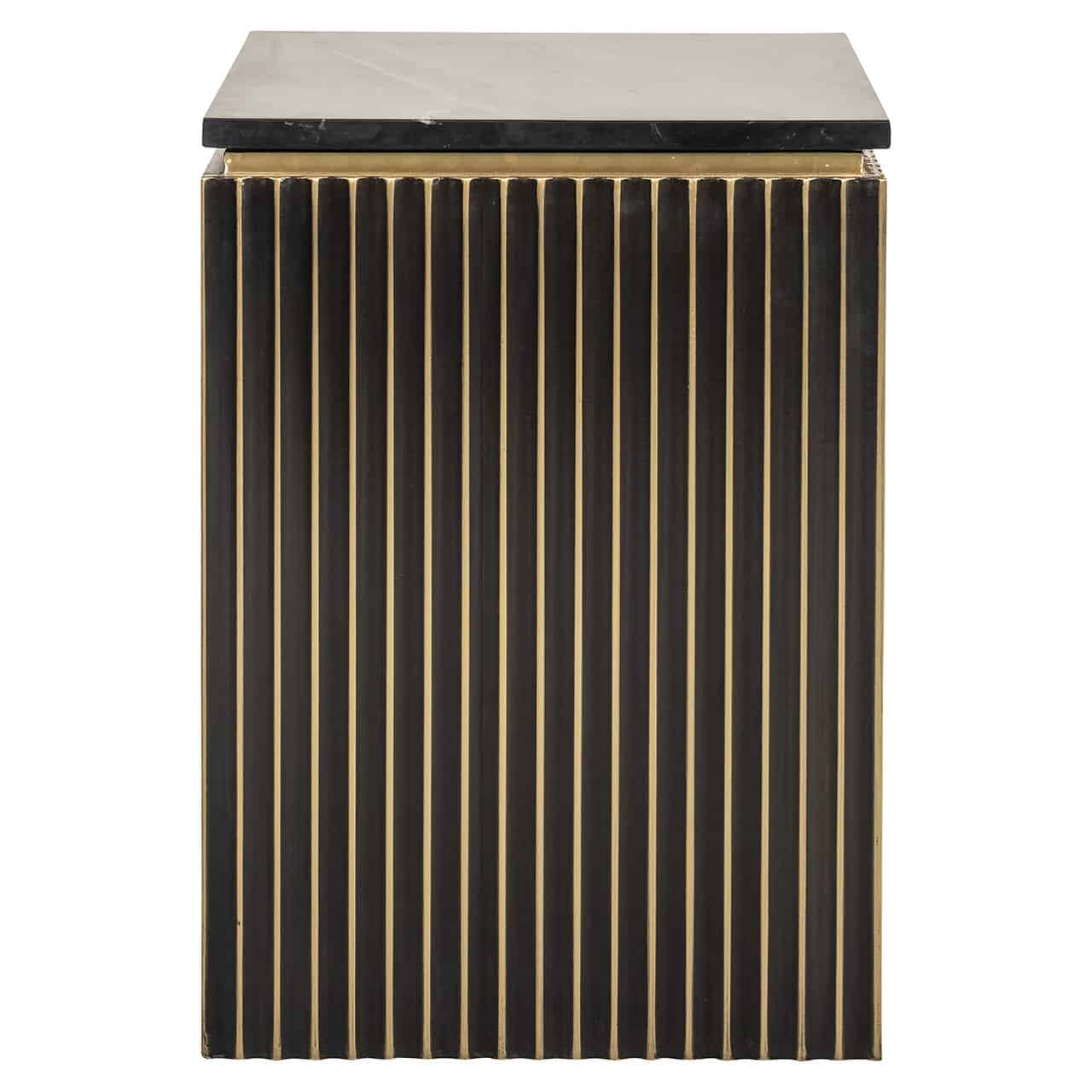 Richmond Interiors Les Arcs Brushed Gold & Black Marble Bedside Table