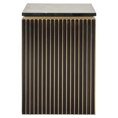 Richmond Interiors Les Arcs Brushed Gold & Black Marble Bedside Table