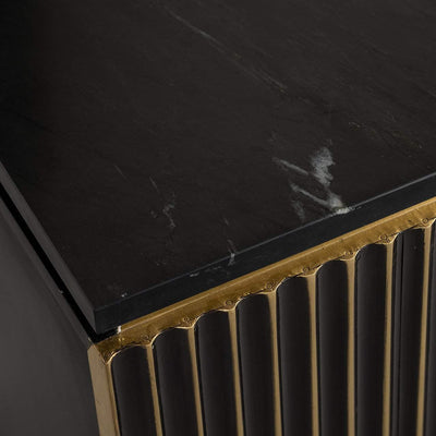 Richmond Interiors Les Arcs Brushed Gold & Black Marble Bedside Table
