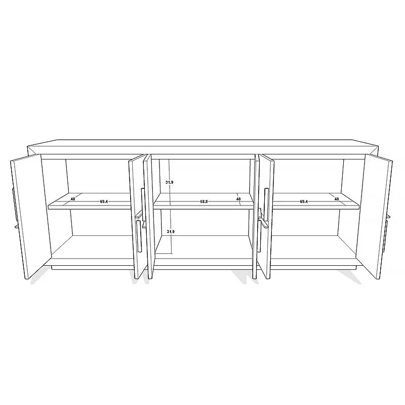 Bristol Dark Oak Sideboard with Gold Handles