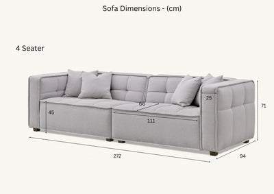 The Breva Putty Grey Boucle 4 Seater Premium Sofa Putty Grey Boucle Fabric