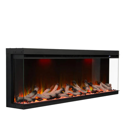 50 60 72 80 Inch 2025 Panoramic Smart Alexa Media Wall Fire 3 Sided Glass LED WiFi Electric UHD Fireplace