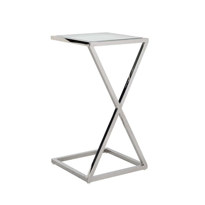Richmond Interiors Paramount Chrome Clear Glass Square Side Table