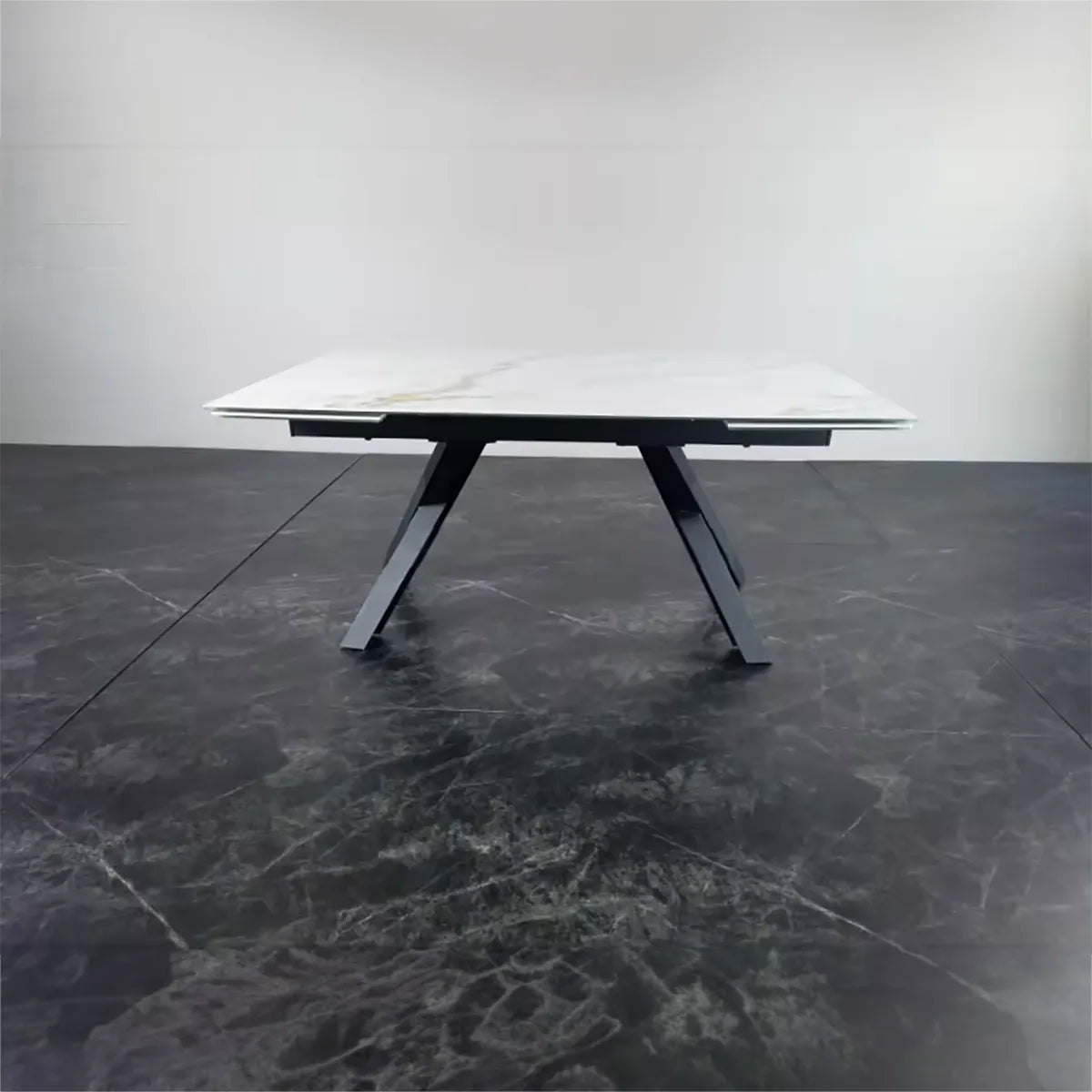 Caso 180-280cm White Kass Gold Ceramic Marble Side Extending Dining Table