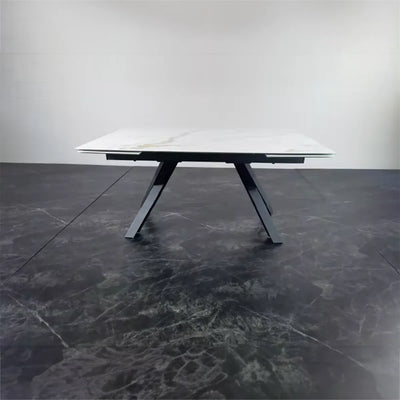 Caso 180-280cm White Kass Gold Ceramic Marble Side Extending Dining Table