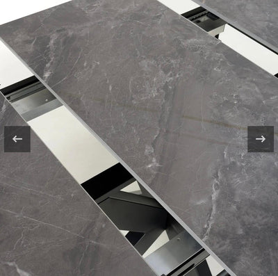 Nova 140-180cm Grey Ceramic Marble Centre Extending Dining Table