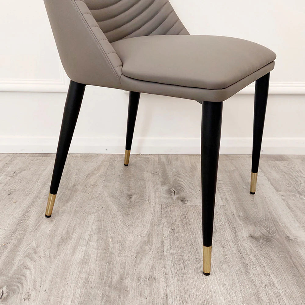 Titus 140cm Black Dining Table with Sintered Ceramic Stone Top + Alba PU Leather Dining Chairs