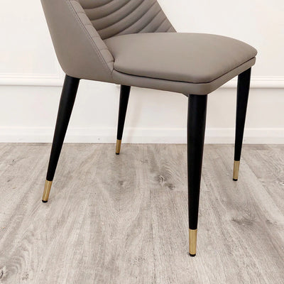 Titus 140cm Black Dining Table with Sintered Ceramic Stone Top + Alba PU Leather Dining Chairs