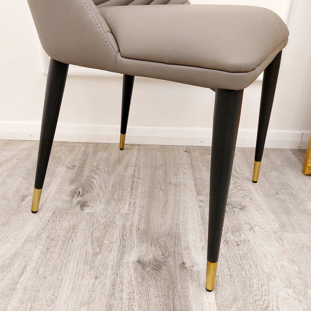 Titus 140cm Black Dining Table with Sintered Ceramic Stone Top + Alba PU Leather Dining Chairs