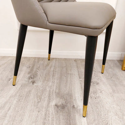 Titus 140cm Black Dining Table with Sintered Ceramic Stone Top + Alba PU Leather Dining Chairs