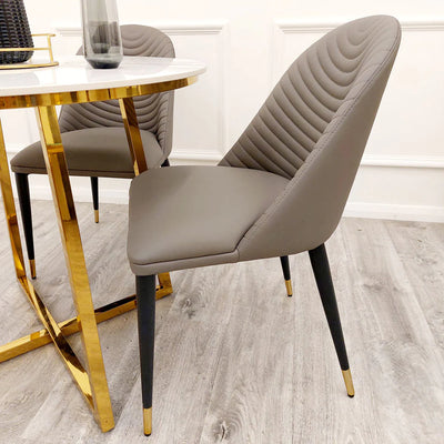 Titus 140cm Black Dining Table with Sintered Ceramic Stone Top + Alba PU Leather Dining Chairs