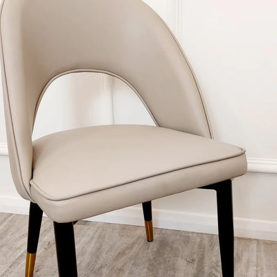 Louis Glass & Gold Dining Table With Astra Velvet / Leather Chairs