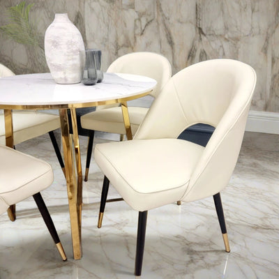 Astra Cream PU Leather Dining Chair