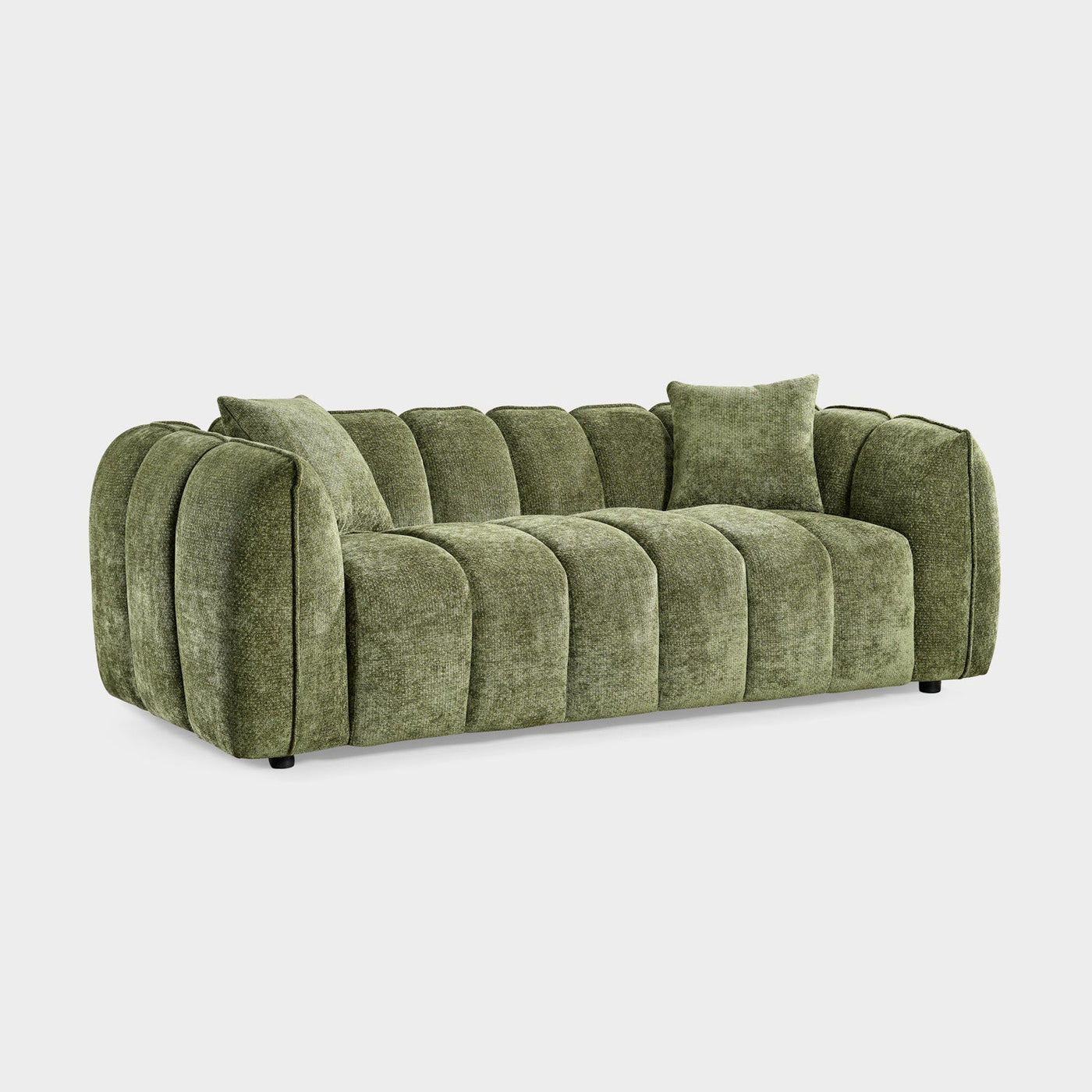 Venice Bubble Boucle Olive Green Fabric 3 Seater Sofa
