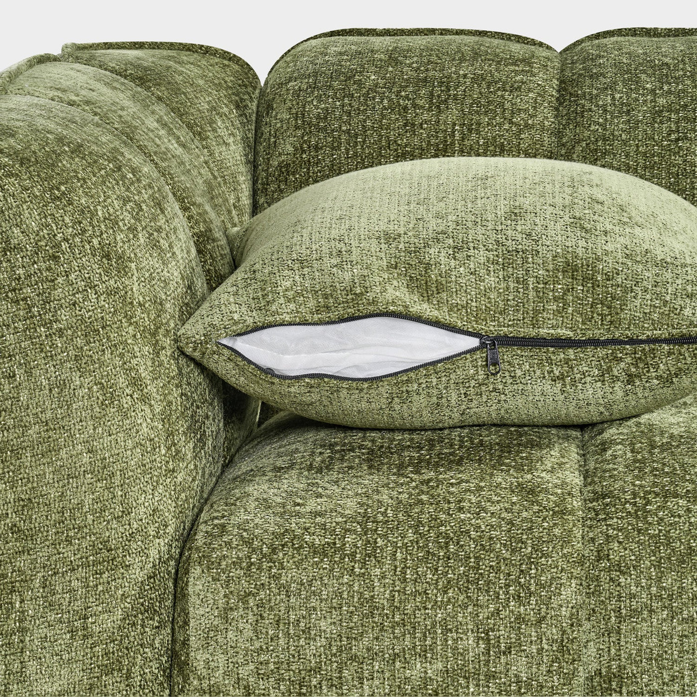 Venice Bubble Boucle Olive Green Fabric 3 Seater Sofa