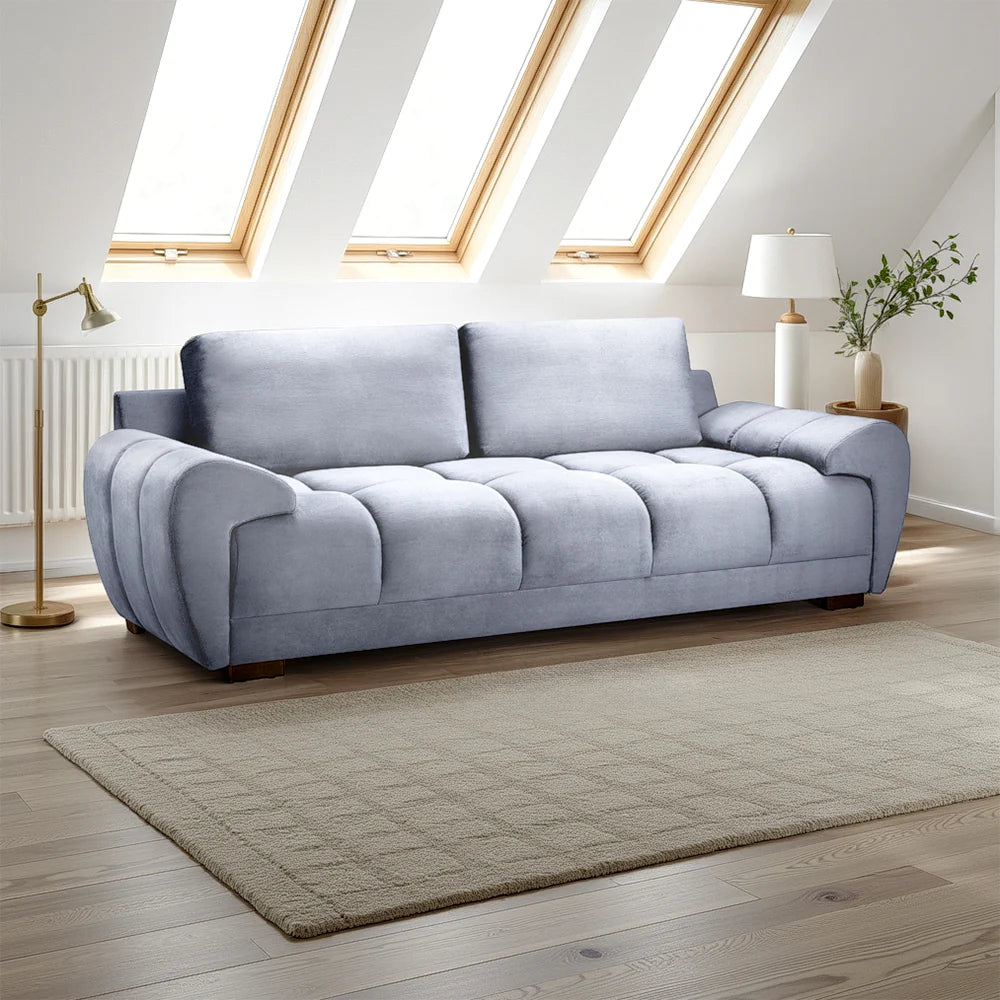 Zara Bubble Grey Plush Velvet 3 Seater Sofa