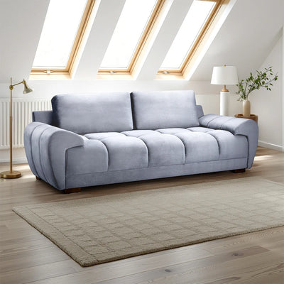 Zara Bubble Grey Plush Velvet 3 Seater Sofa