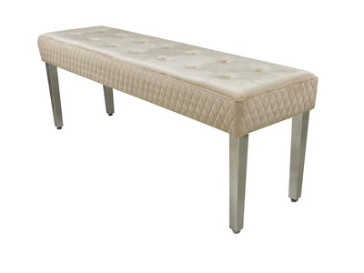 Louis Marble & Chrome Dining Table With Quilted Lion Knocker Velvet Chairs & Majestic 140cm Bench