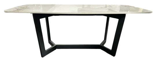Lucien 120cm Ceramic White Coffee Table Black Legs