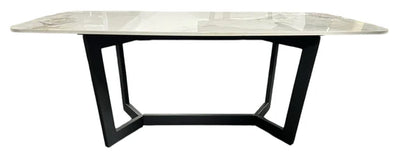 Lucien 120cm Ceramic White Coffee Table Black Legs