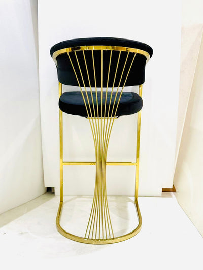Porto Luxury Black & Gold Velvet Bar Stool Gold Legs