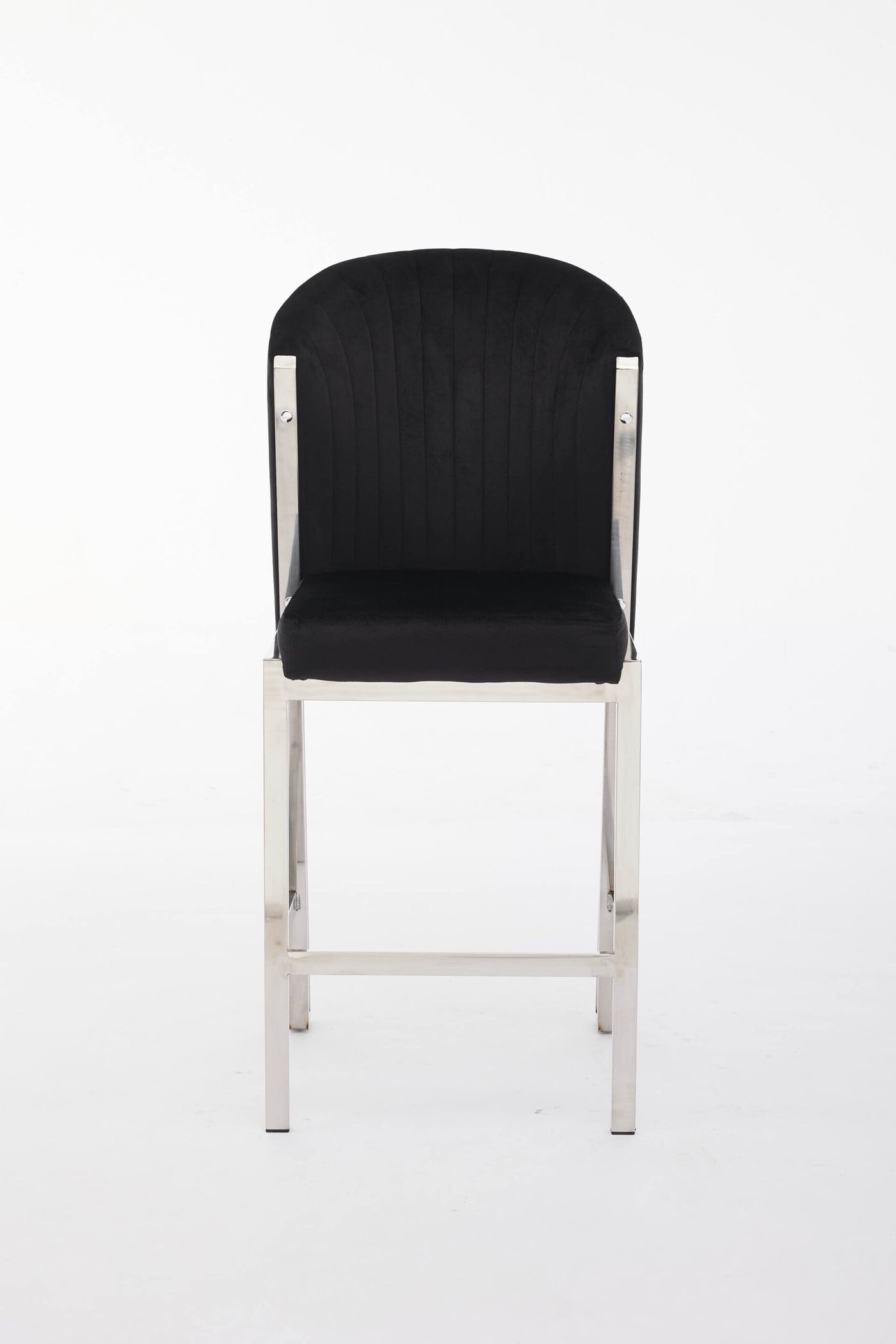 Favian Luxury Black & Silver Velvet Bar Stool Chrome Legs