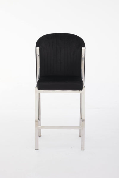 Favian Luxury Black & Silver Velvet Bar Stool Chrome Legs
