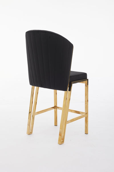 Favian Luxury Black & Gold Velvet Bar Stool Gold Legs
