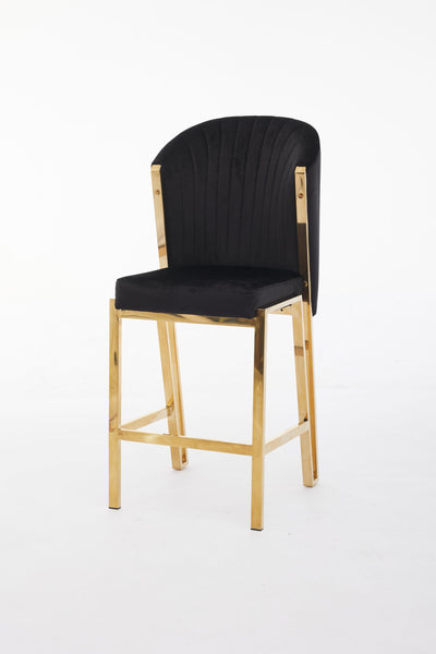Favian Luxury Black & Gold Velvet Bar Stool Gold Legs