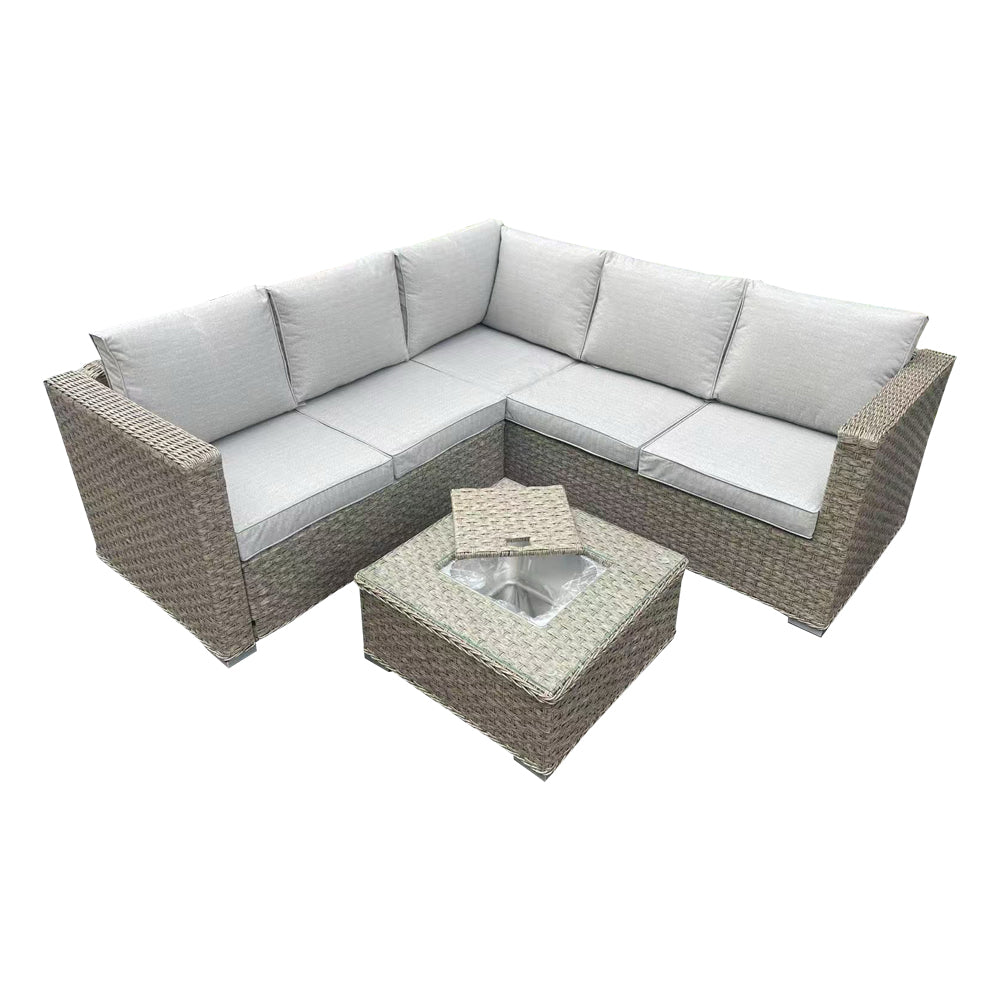 Brown Corner Sofa Rattan Outdoor Table Set