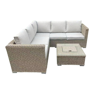 Brown Corner Sofa Rattan Outdoor Table Set