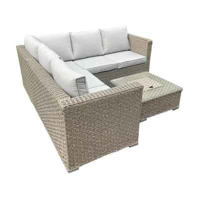 Brown Corner Sofa Rattan Outdoor Table Set