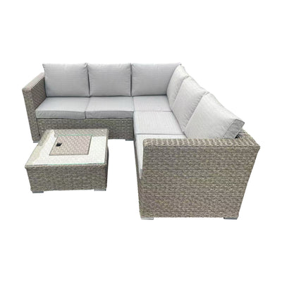 Brown Corner Sofa Rattan Outdoor Table Set
